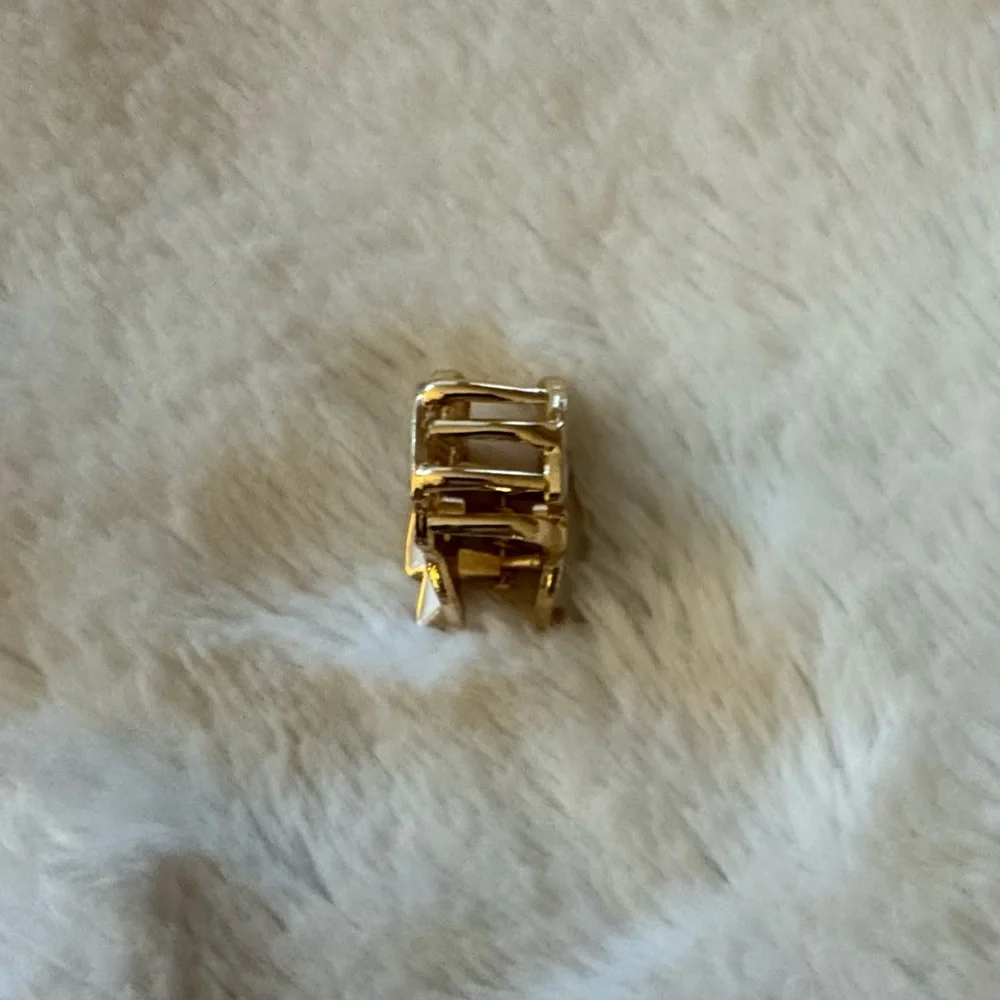 Gold and White Ghost Enamel Mini Hair Clip